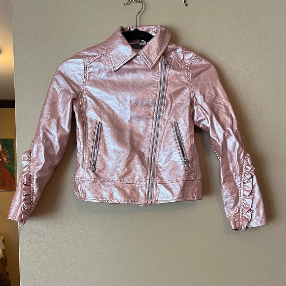Art Class Metallic Pink Kids Leather Jacket
